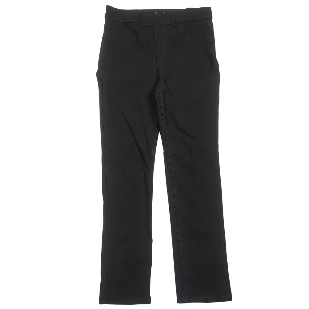Gloria Vanderbilt Straight Leg Pants Womens L Slimming Effect Black Solid